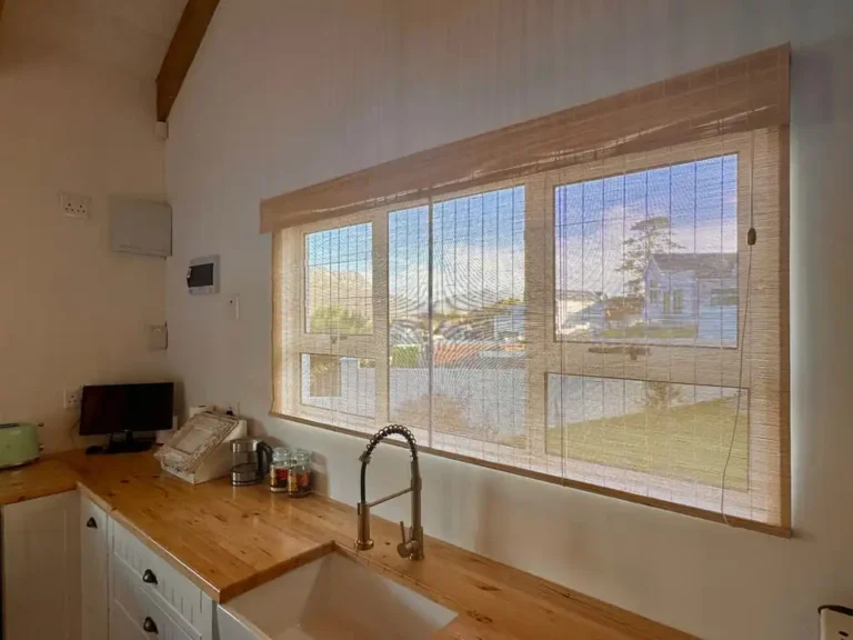 bamboo roller blind beige in kitchen