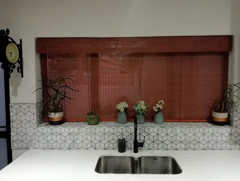 bamboo roller blind natural matchstick in bathroom