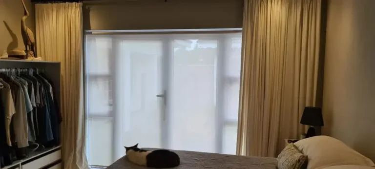 light filtering roller blind white grey bedroom