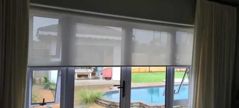 light filtering roller blind white grey patio