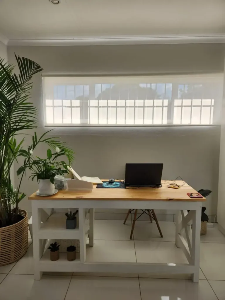 light filtering roller blind white in study room